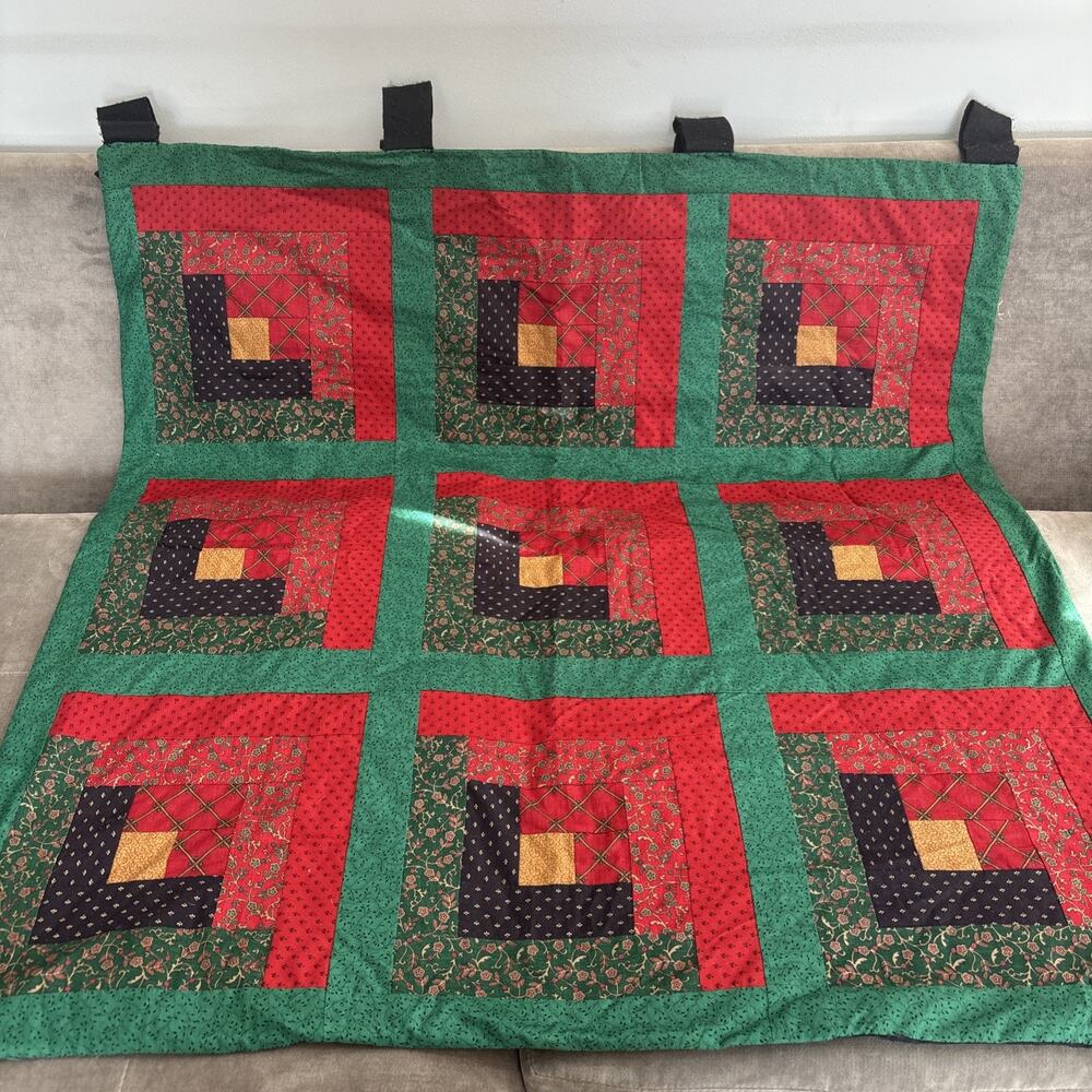 Quilt Wall Hanging 41” X 41” Red/Green/Black